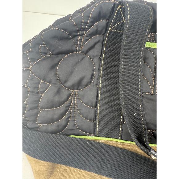 Fossil Key-Per Quilted Nylon Tote Shoulder Bag Black Green Travel Overnight main image 10